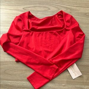 SHEIN Red Long Sleeve Women's Top size s square neck cropped